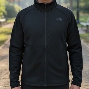 The North Face Mens Black Full Zip Fleece Track Jacket Mock Neck Raglan XL